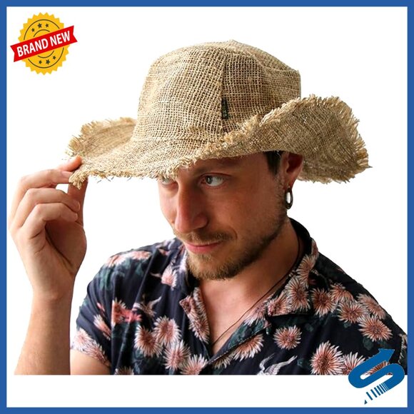 Wide Brim Hemp Sun Hat Foldable Packable Shapeable Wire Brim Summer Boho main image 4